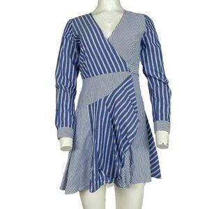 Striped Wrap Around Dress Blue/White